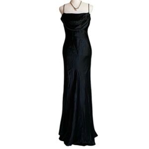 Vintage Y2K Jump Juniors Gown Satin Formal Evening Dress Made In USA Black Sz 13